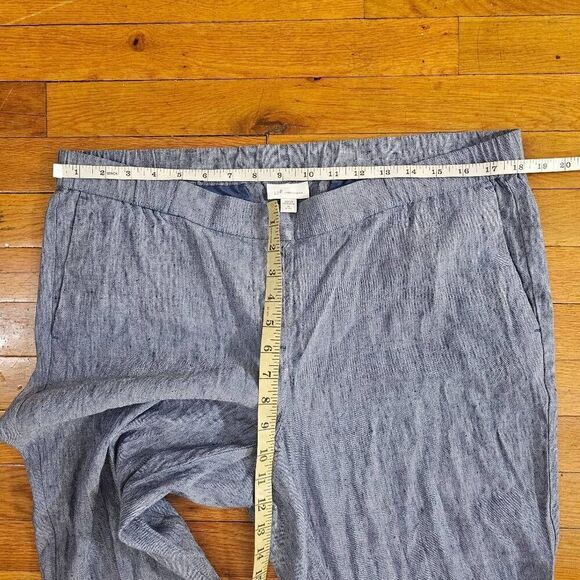 J. Jill Women Pants XL Blue Linen Stretch Wide Leg Drawstring Beach Crop - Picture 5 of 8